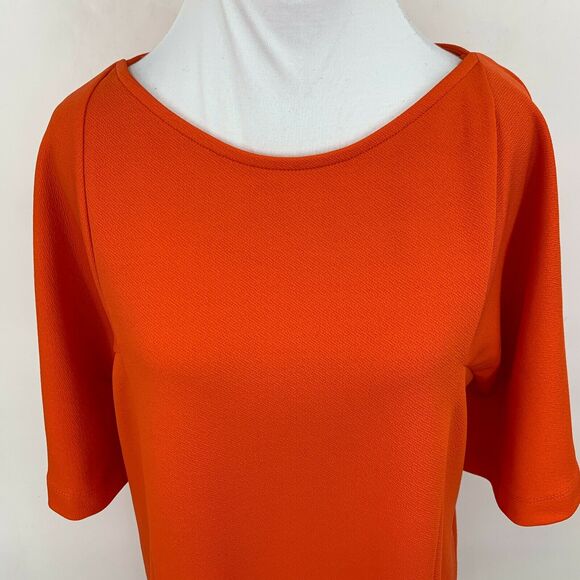 Zara Shirt Dress Women's Size S Orange Mid Sleeve Casual Scoop Neck Stretch Tee - Picture 5 of 11